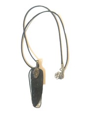 Handmade Dichroic Glass Pendant Oblong Shape Multi-Color Design Black Cord Chain