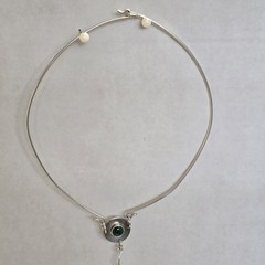 Handmade Artisan Sterling Silver Malachite and Copper Collar Necklace