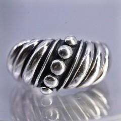 Size 8.25, Silpada Sterling 925 Silver Beaded Dot Swirl Dome Band Ring Retired