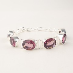 Natural Rhodolite Gemstone bracelet 925 Sterling Silver Mother’s Day Gift