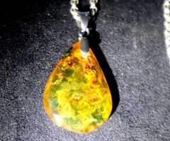 Lovely Natural Clear Light Green Amber Pendant 39mm