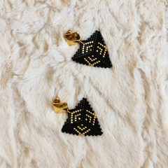 Handmade Miyuki Seed Bead Stud Earrings, Triangle Art Deco Geometric Earrings