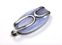 Beautiful Natural Light Purple Agate .925 Sterling Silver Pendant 45mm
