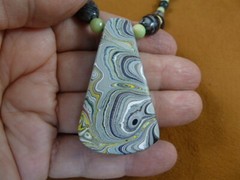v730) 1-3/4″ Fordite Ford paint pendant opal + Picasso + Labradorite necklace