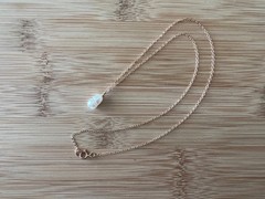 New! Freshwater Pearl & 14kt Rose Gold Filled Necklace Handmade 18 in. – N368
