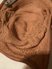Handmade Brown Leather Sculpture Woman Female Head Face Pin Brooch Artistic Boho