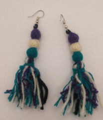 Alpaca Earrings for Women, Multicolored Threads, Cusco