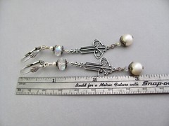 Art Nouveau Earrings Cream Crystal Pearls Renaissance Baroque Tudor Cosplay Gift