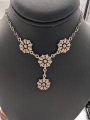Sterling 925 Floral Link Necklace Southwest Style Daisy Concho 16–18” Adjustable