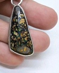 Australian Boulder Opal Artisan Hand Made Sterling Silver Pendant .A24c