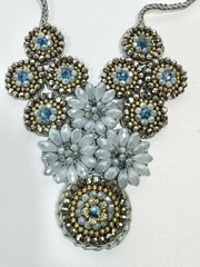 Artisan Necklace Beaded Disc Bib Crochet Sewn Beads Boho Cottagecore Handmade