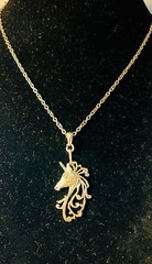 Sterling Silver Unicorn Pendant • Sterling Fantasy Necklace • Mythical Horse Cha