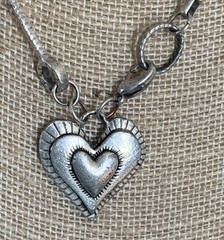 Artisan Heart Pendant Necklace 925 + Plated Silver Elements Front Closure 18”