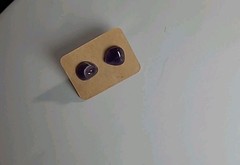 Handmade Amethyst Crystal Stone Stud Earrings Surgical Steel