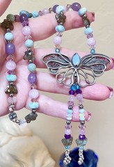 BEAUTIFUL Sterling Silver Larimar, Kunzite, Labradorite, Etc. Butterfly Necklace