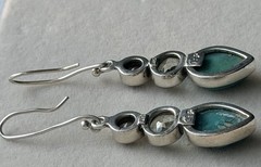 Arya Designer 925 S Silver Smoky Quartz, Prasiolite And Turquoise Drop Earrings