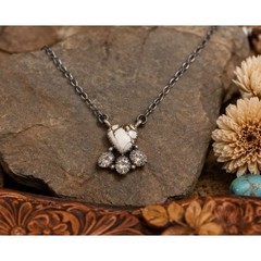 White Horse Turquoise & CZ 20” Sterling Silver Necklace