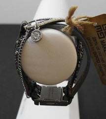 Trio Band Message I Am Blessed Leather Crystal Metal Stackable Bracelet 8″ GD8