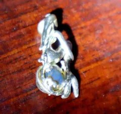 Natural Clear Volcanic Blue Amber .925 Sterling Silver Mermaid Nixe Pendant