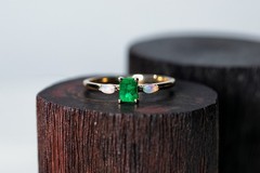 Starry Night Mexican Fire Opal Diamond Engagement Ring 18K Yellow Gold