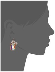 Flower Cluster Stone Drop Earrings One Size Multicolor