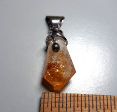 Handcrafted Citrine Crystal Pendant • Faceted Point Silver‑Tone Mount • Artisan