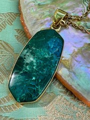 Charles Albert Green Jasper & Alchemia Gold Handcrafted Artisan Pendant Necklace