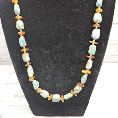 Lee Sands Amber and Turquoise 28″ Necklace made in Hawaii