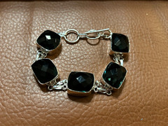 925 Handmade Bracelet with Faceted Clear Blue Stones. 7″ – 8″