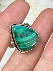 Southwest Malachite Chrysocolla Ring Size 9 1/4 9.25 Sterling Silver 925 Overlay