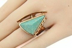Modernist Studio Artisan Hallmarked Southwest Copper Turquoise Ring Sz 6.5