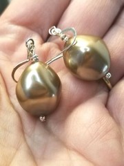 Handmade Earrings Warm Brown Vintage Glass Beads Silver Plate Hooks, Beads, Caps