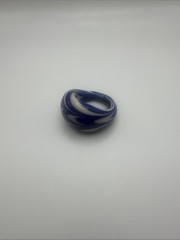 Murano Glass Ring Size 7.25 Blue/White Specialty Design