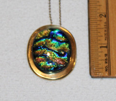 handcrafted solid brass pendant with colorful glass stone on gold tone chain