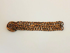 Greek Double Loop Copper Wire Bracelet Black and Orange