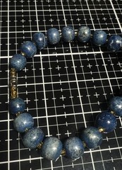 Blue Denim Lapis Lazuli Rondell Beaded Necklace 19″ 13mm Beads Gemstone