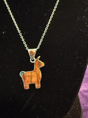 Peruvian Artistry Multi Gemstone Orange Llama Pendant With Sterling Silver 18 In