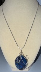 Vintage Abalone Paua Shell Wrapped In Sterling Silver Wire Necklace 18”