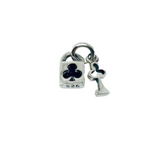 Padlock & Key Club Textured Pendant 925 Sterling Silver, Handmade Jewelry Gifts