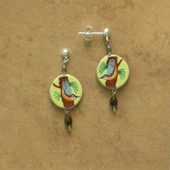 Hand-Painted & Beaded Nuthatch Earrings- Fair Trade Jewelry-Posts/Stud
