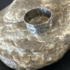Mens Women Wedding Wide Band Navajo Stamped Sterling Silver Ring Size 10 19988