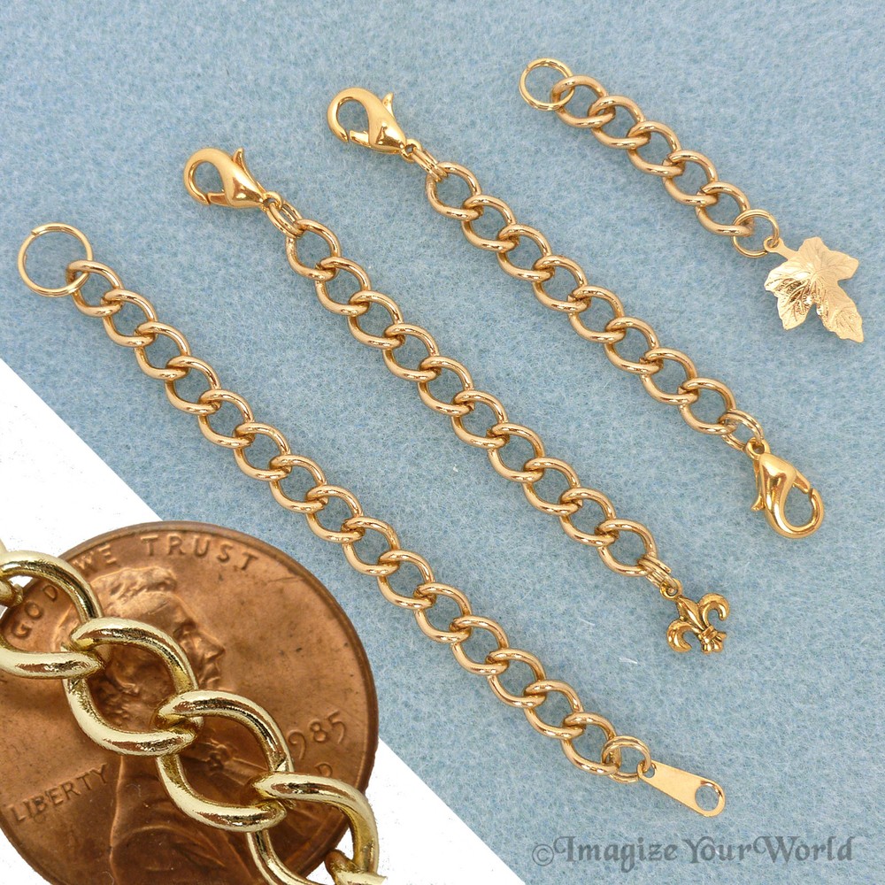 Custom Gold-Finished/Tone Extender Chain for heavy jewelry S6H some optns plated
