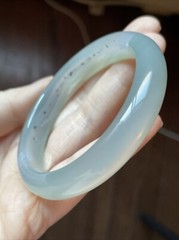 巴西冰玉髓 56 Mm 飘花 Natural chalcedony Agate Bangle