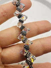 Handmade Clear Aurora Glass Bead Toggle Bracelet 6.75”
