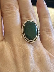 Native Style Genuine Malachite Gemstone In .925 Sterling Silver Ring Size 7
