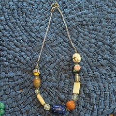 Handcrafted Multicolor Glass Beaded Necklace Toggle Closure Cable Chain