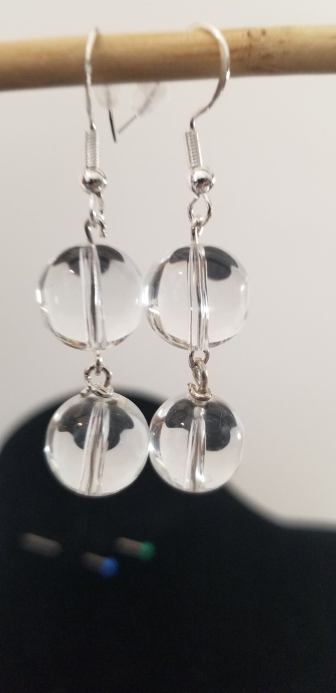 Vintage Elements Earrings made with 12mm Clear Rock Quartz dangle gem drops