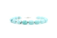 Soft Mint Powder Blue Turquoise Bracelet in Sterling Silver with Lobster Clasp