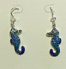 Handmade Crystal/Sterling Silver Dangle Earrings – SEAHORSES