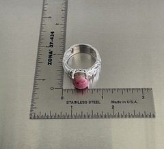 Norwegian Pink Thulite Solitaire Ring 925 Sterling Silver 6.5 Carats Size 10